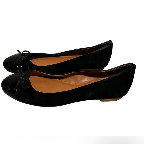 Shoes of Prey Black Suede Leather Bow Ballet Flat- Size 8.5 W - Picture 2 of 11